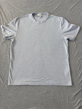 COS Men's Light Blue Cotton Linen Tee L Minimalist Summer Vacation Quiet Luxury